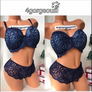 VS 34ddd STRAPLESS DREAM ANGELS LINED DEMI BRA SET